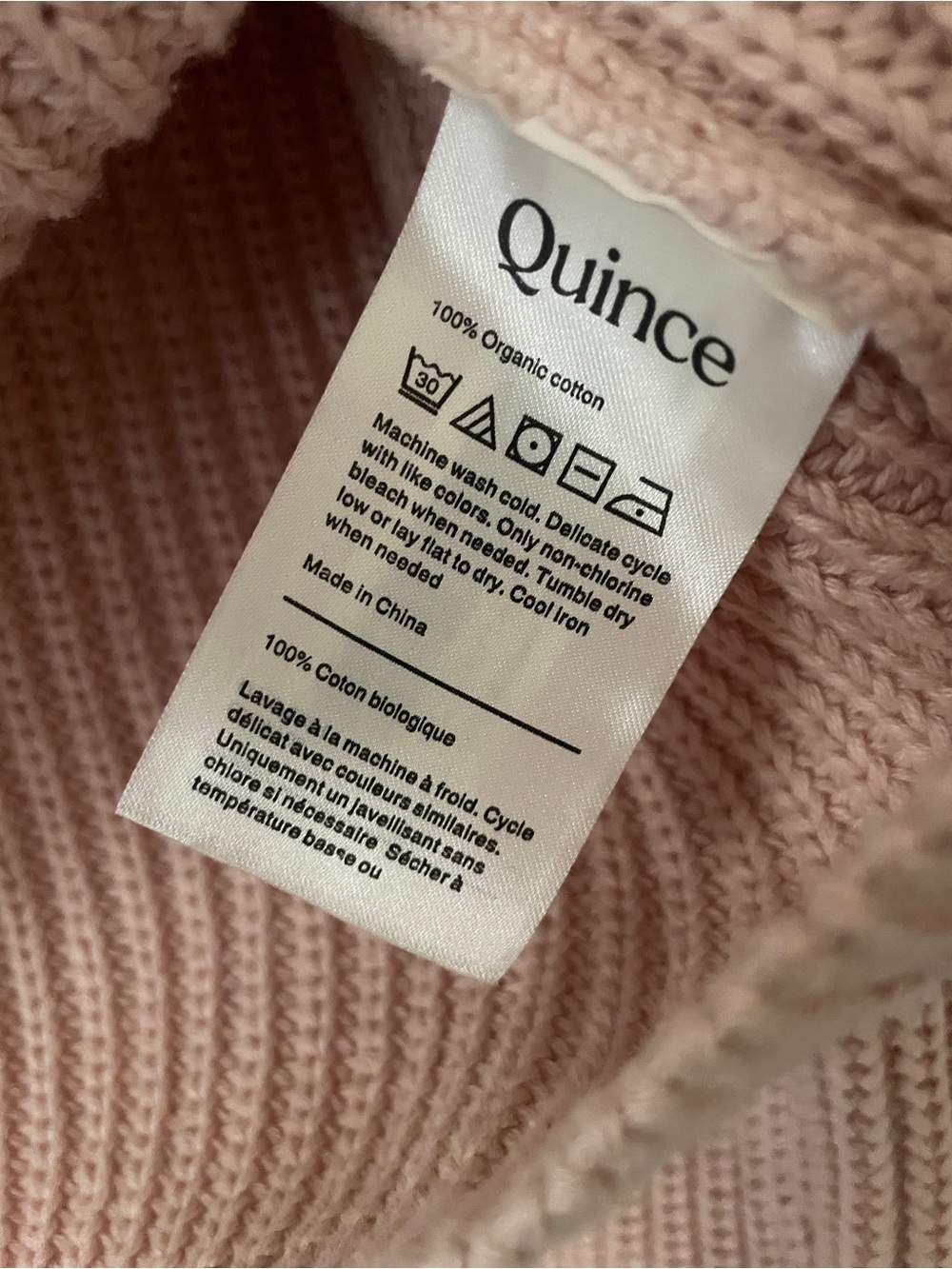 Quince Organic Cotton Fisherman Crew Sweater Shell Pink Rib Knit M - Picture 3 of 8